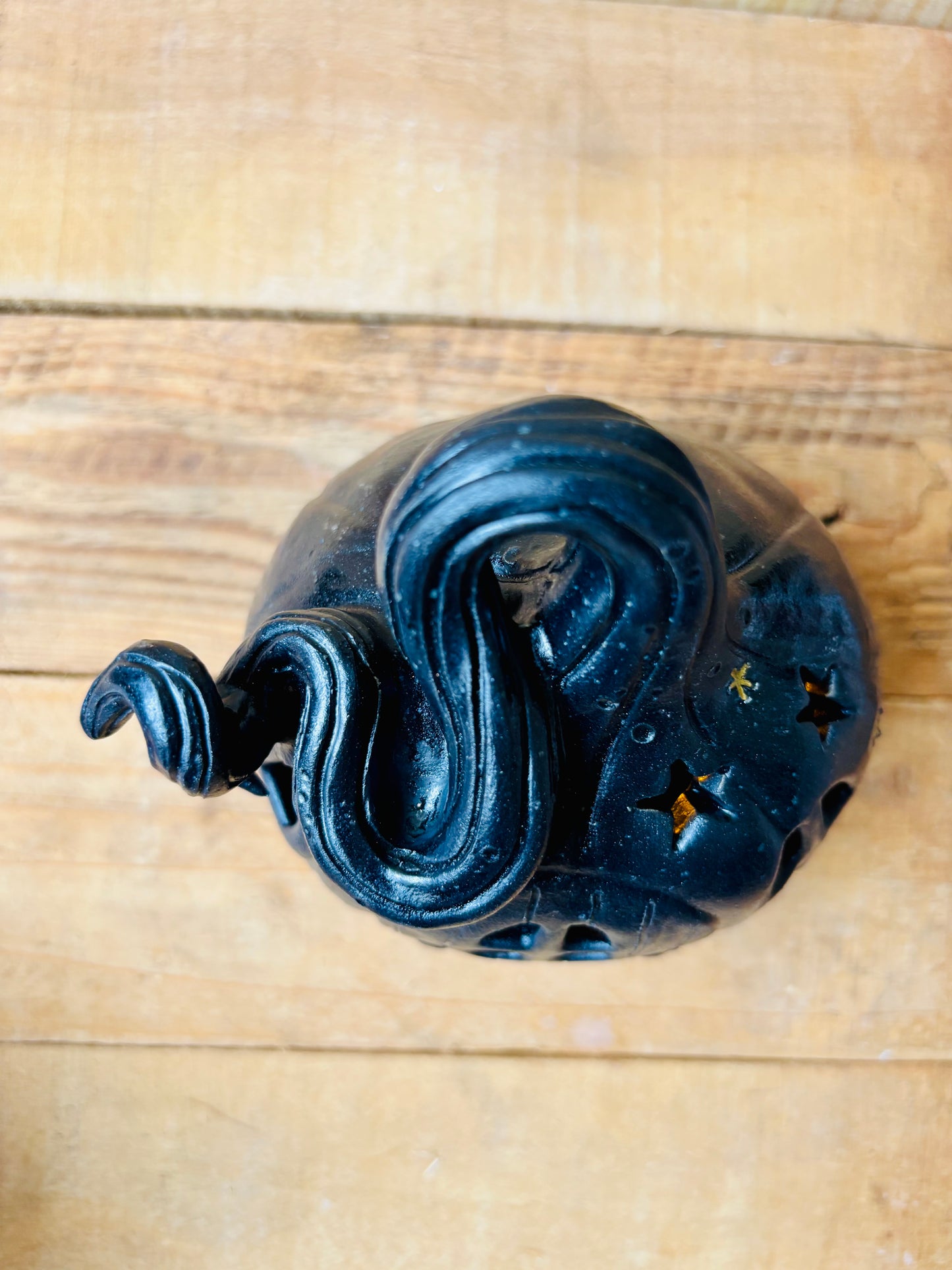 Maison citrouille - photophore noir et doré - 4