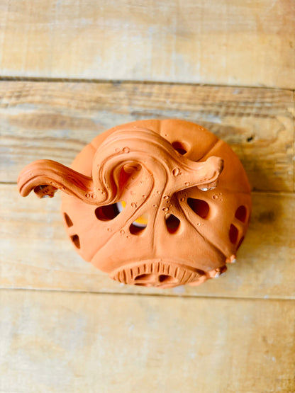 Maison citrouille - photophore orange 2 - imparfaite