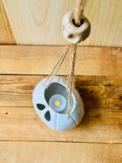 PATRICK  - suspension photophore blanc et beige moucheté et or - 4