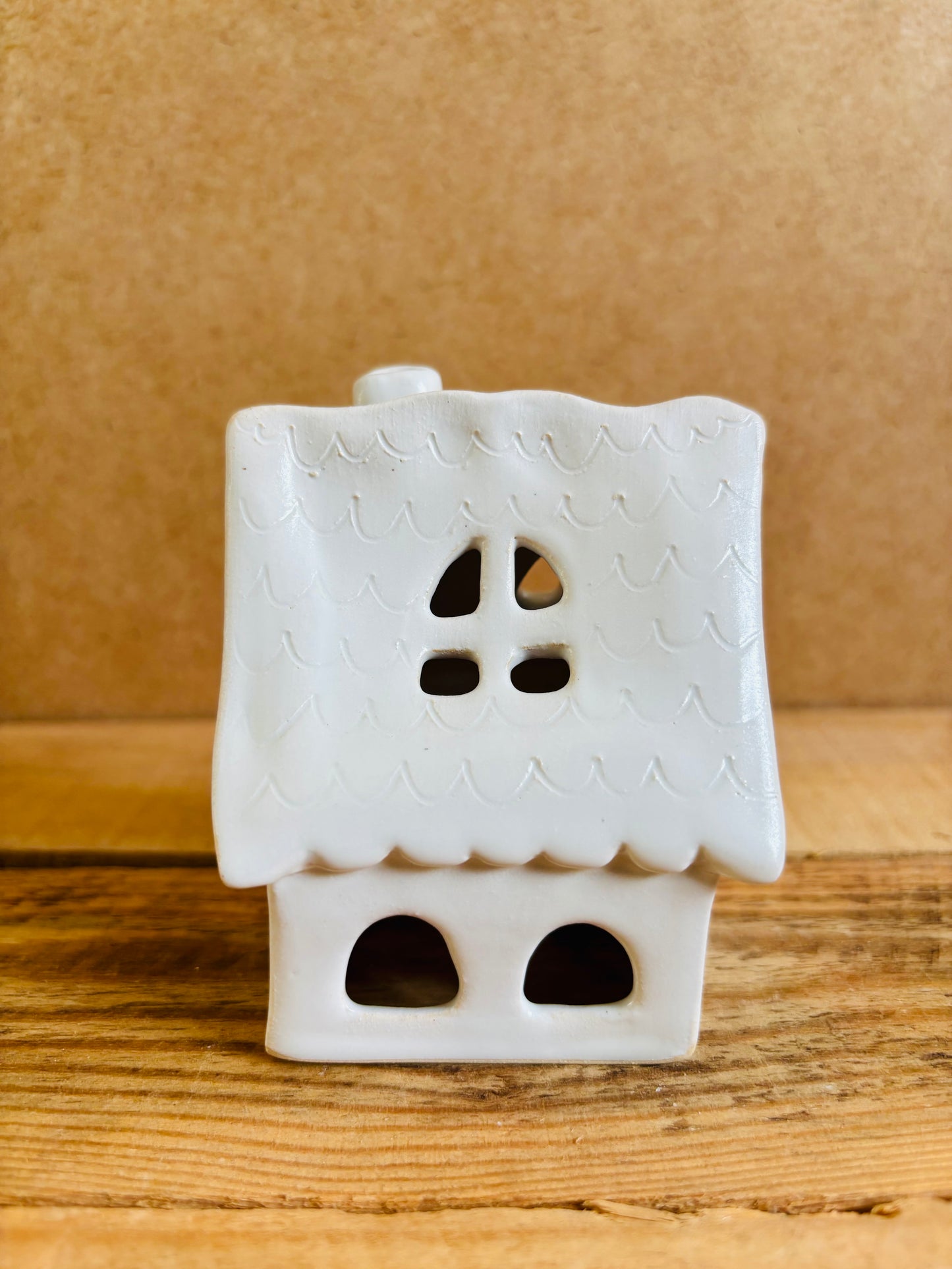 Maison de Noël - photophore blanc et or 21