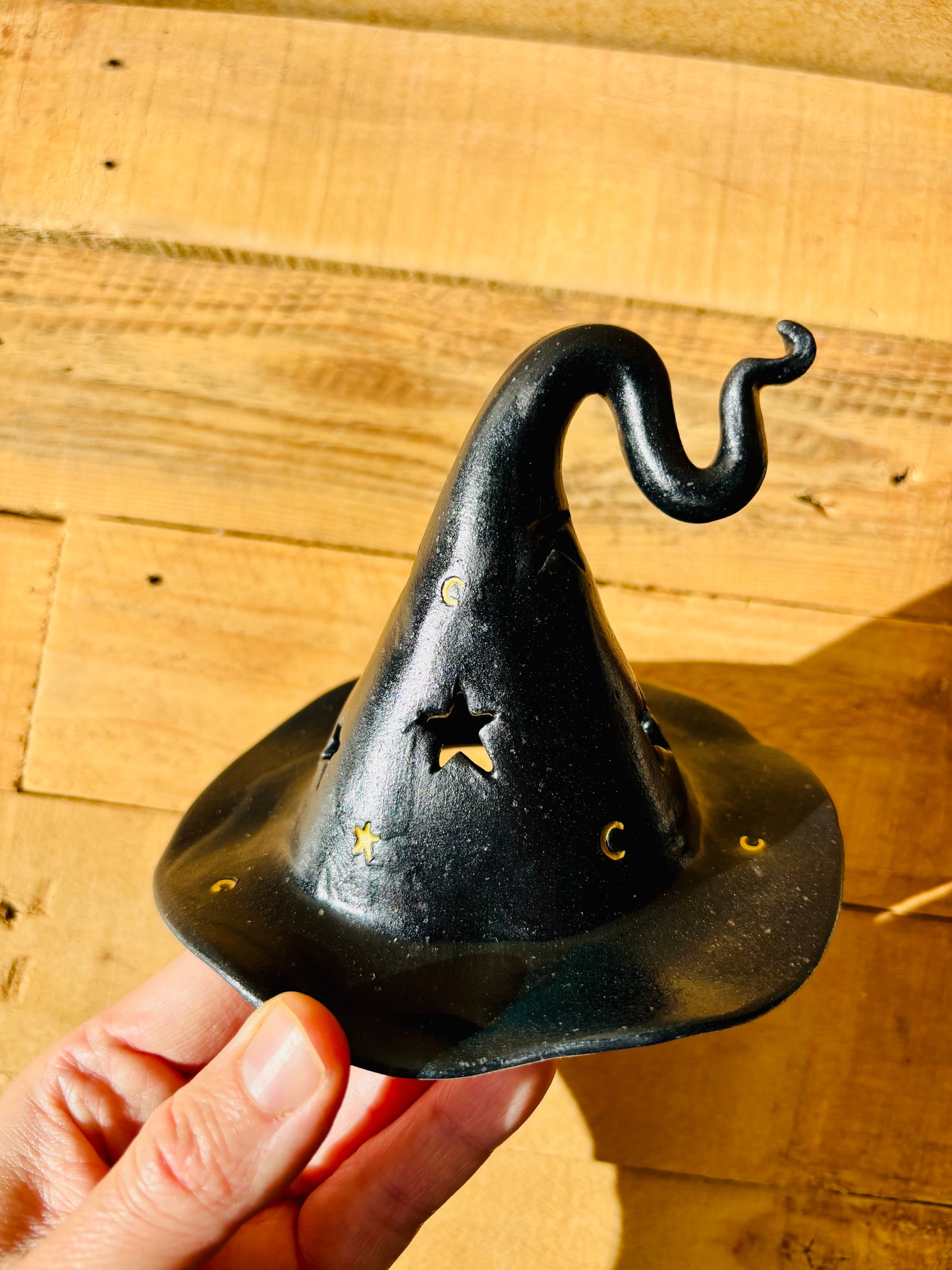 Chapeau de Sorcière  - photophore noir et doré 3