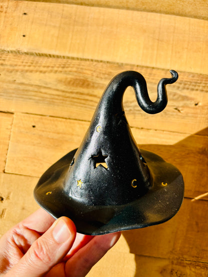 Chapeau de Sorcière  - photophore noir et doré 3