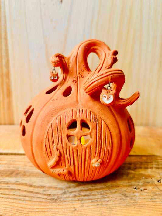 Maison citrouille - photophore orange 5
