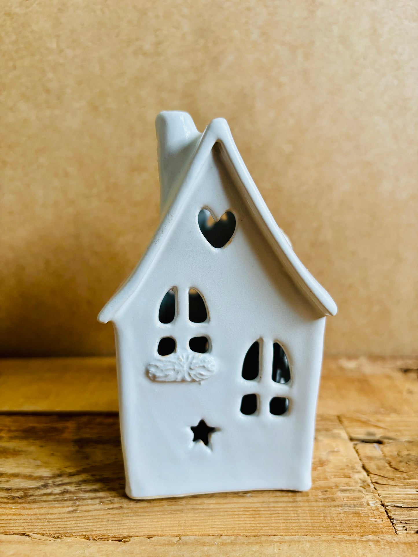 House 1 - white and gold tealight holder