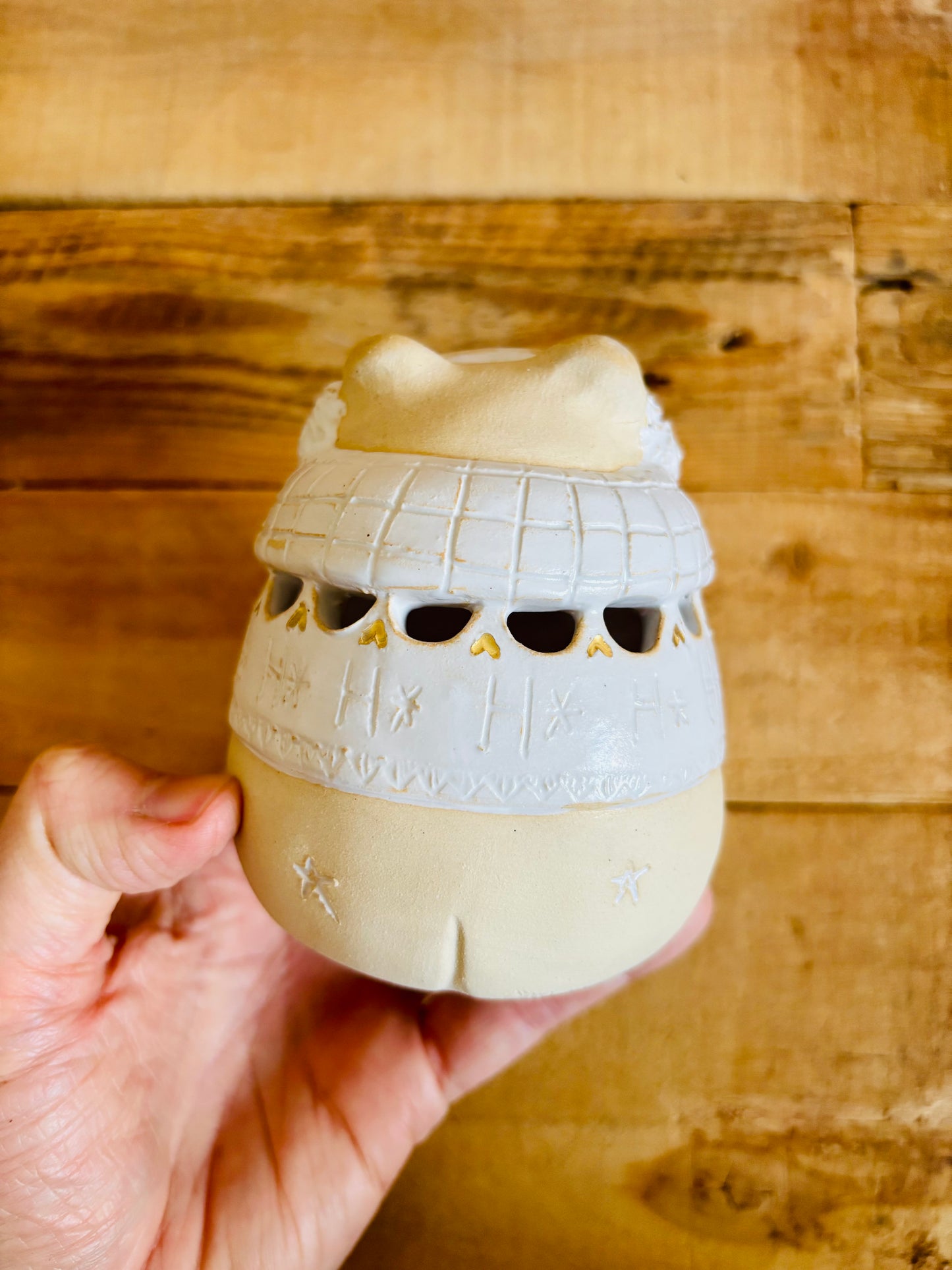 Ours polaire - photophore blanc et or 24