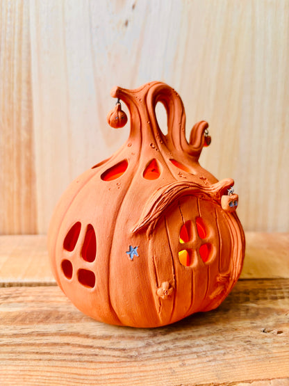 Maison citrouille - photophore orange 7