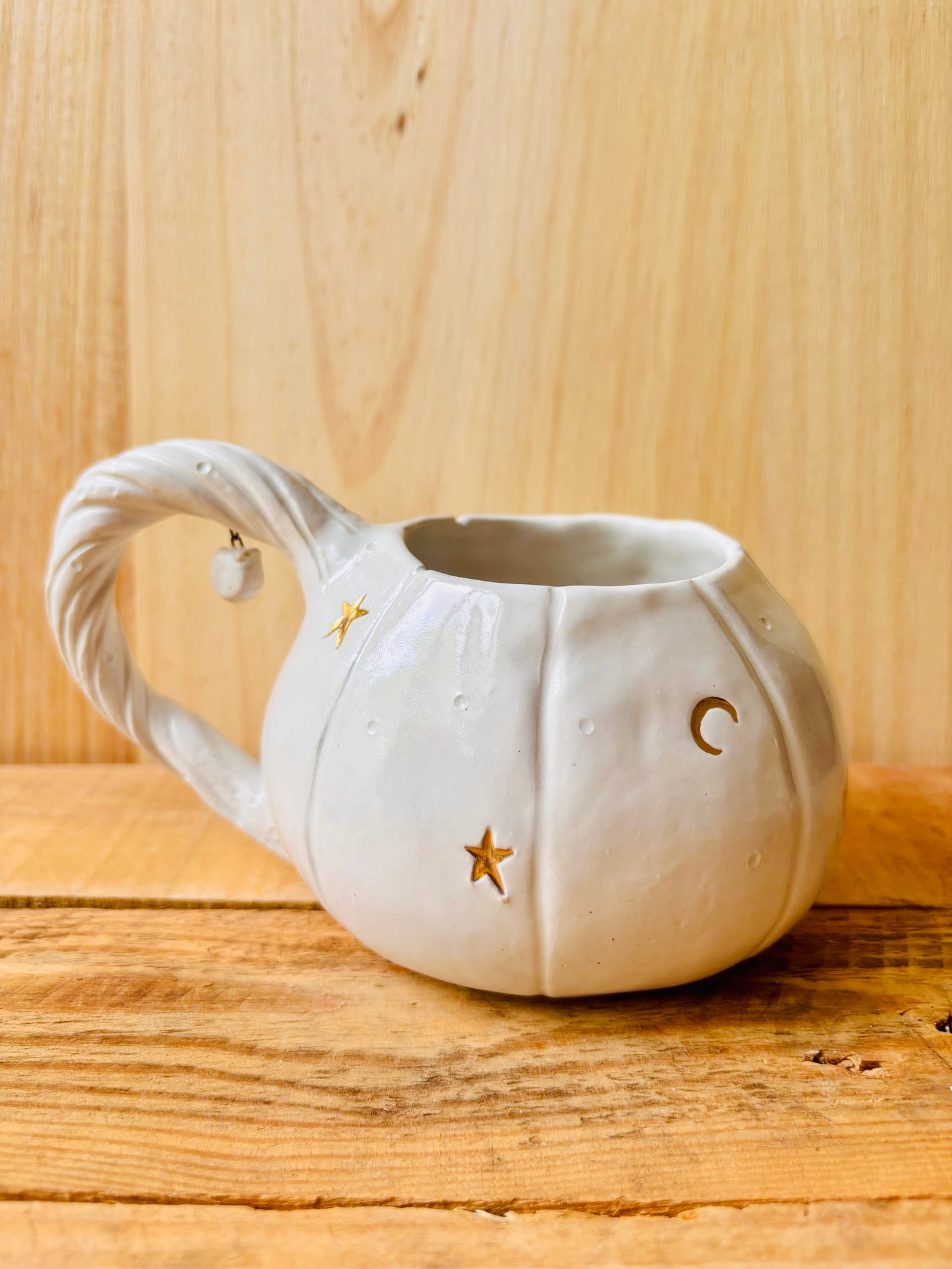 Tasse citrouille blanc et or - imparfaite