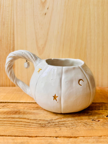 Tasse citrouille blanc et or - imparfaite