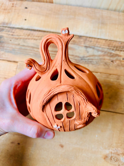 Maison citrouille - photophore orange 6