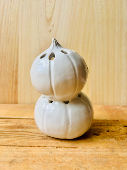 Duo de citrouilles - photophore blanc et or