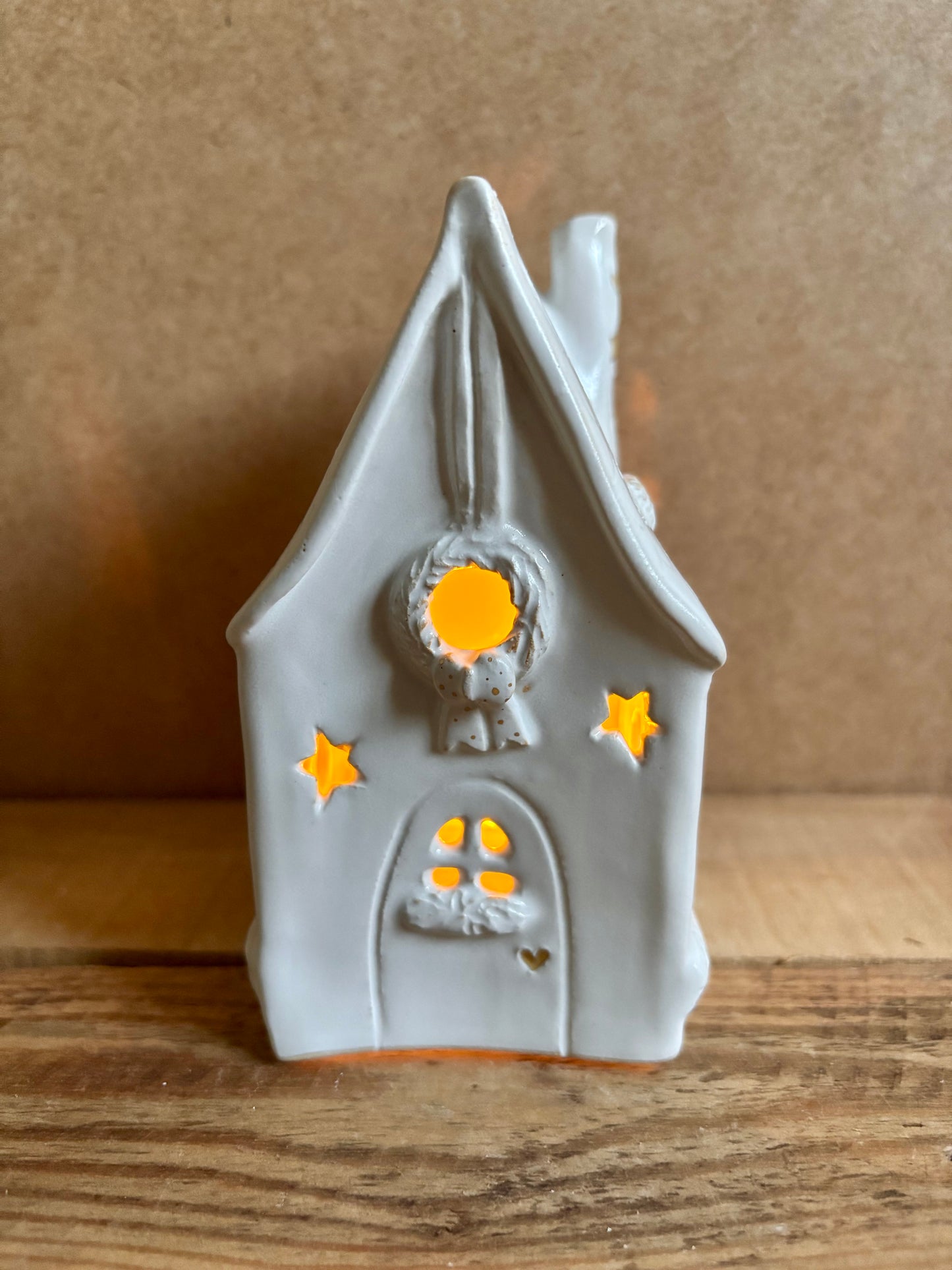 House 1 - white and gold tealight holder