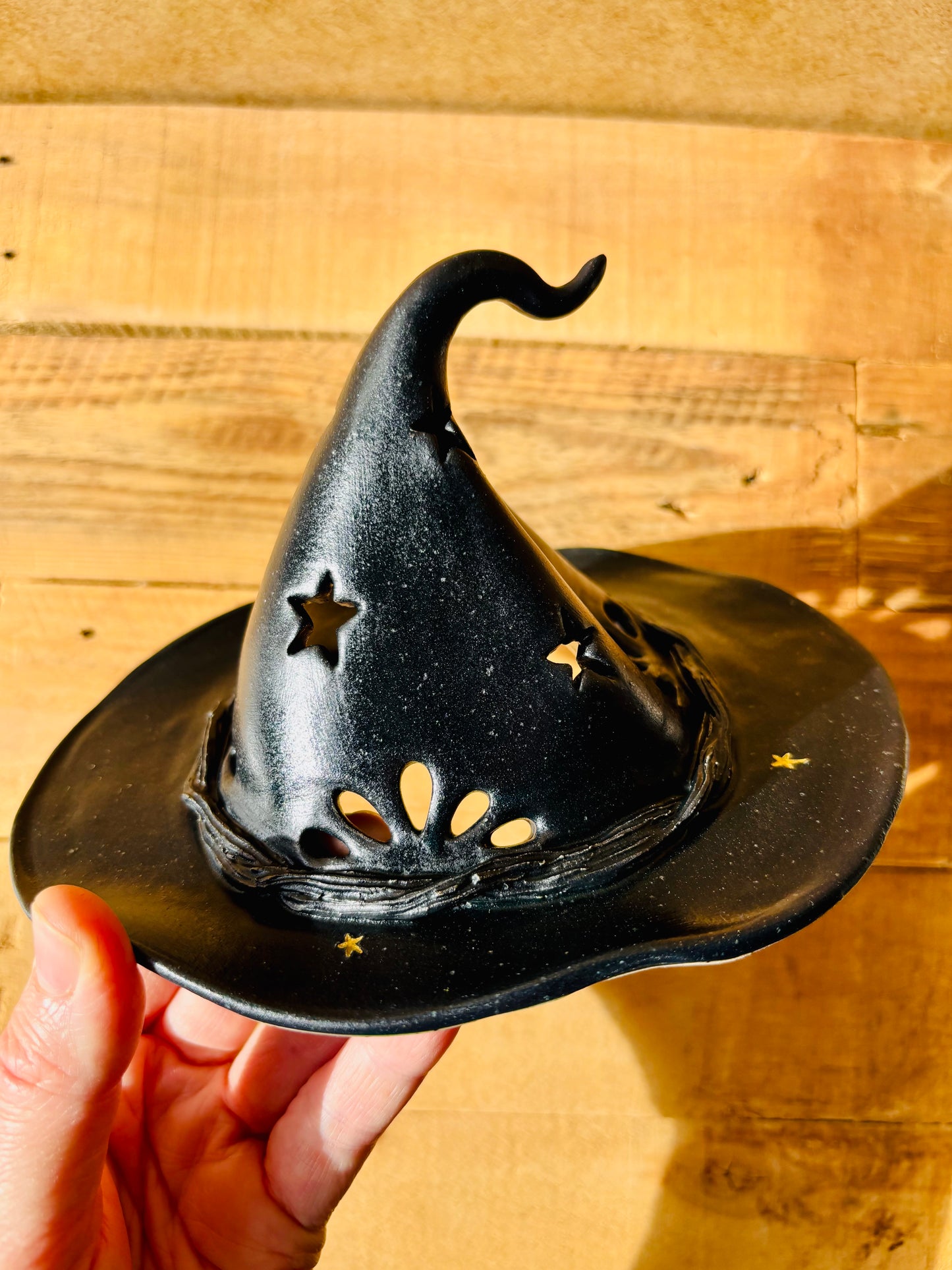 Chapeau de Sorcière  - photophore noir et doré 4