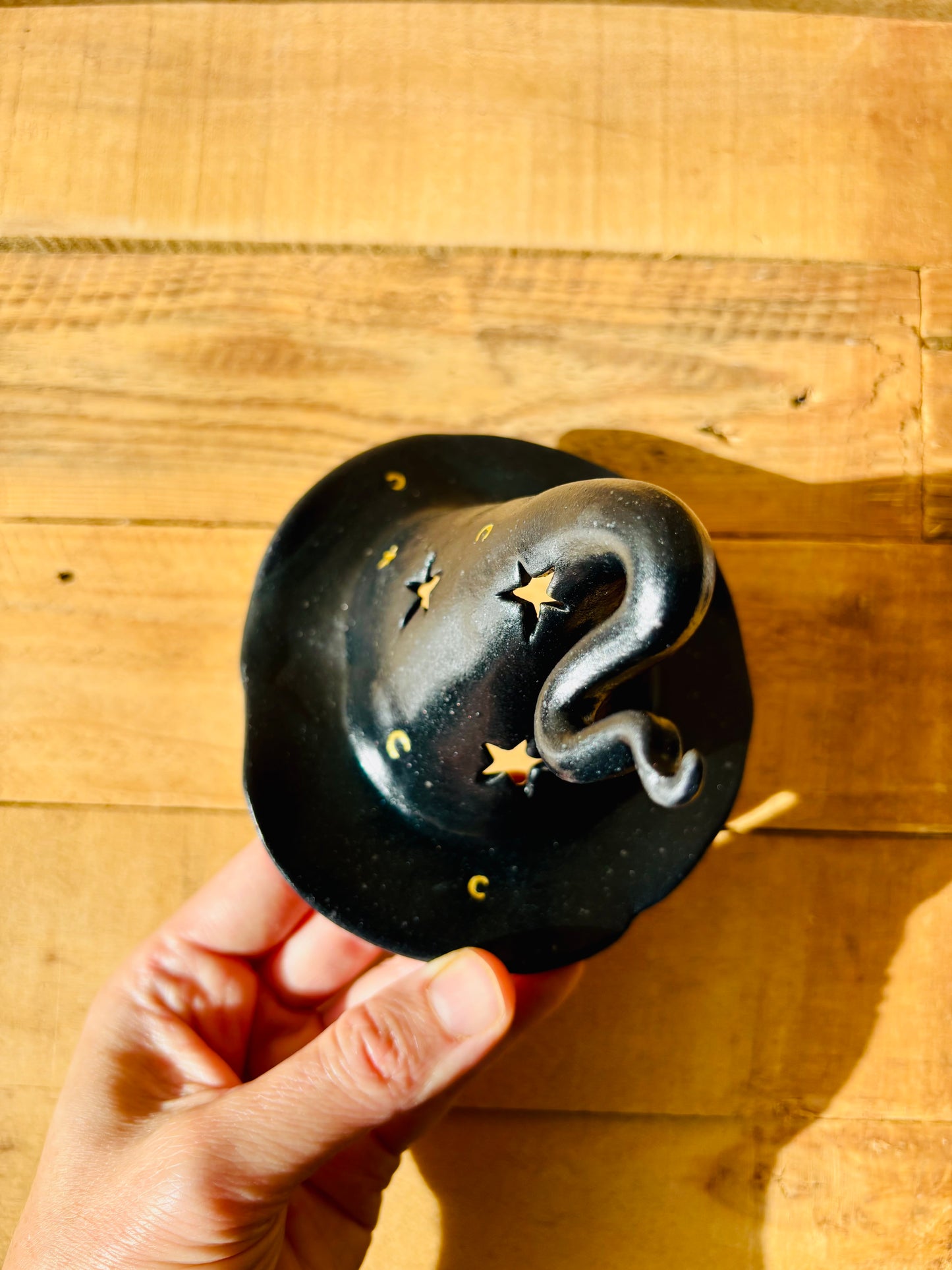 Chapeau de Sorcière  - photophore noir et doré 3