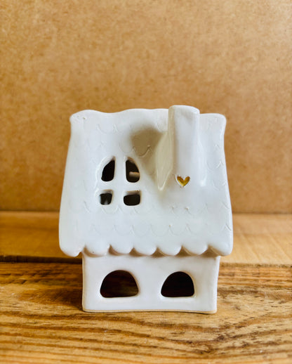 Maison de Noël - photophore blanc et or 21