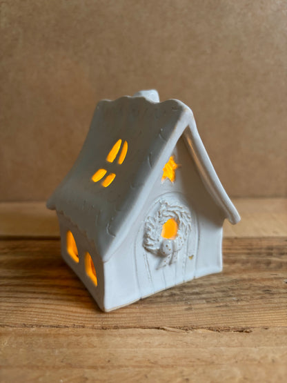 Maison de Noël - photophore blanc et or 21