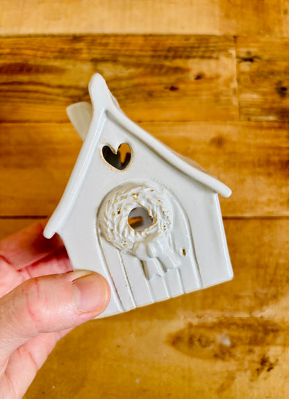 Maison de Noël - photophore blanc et or 26