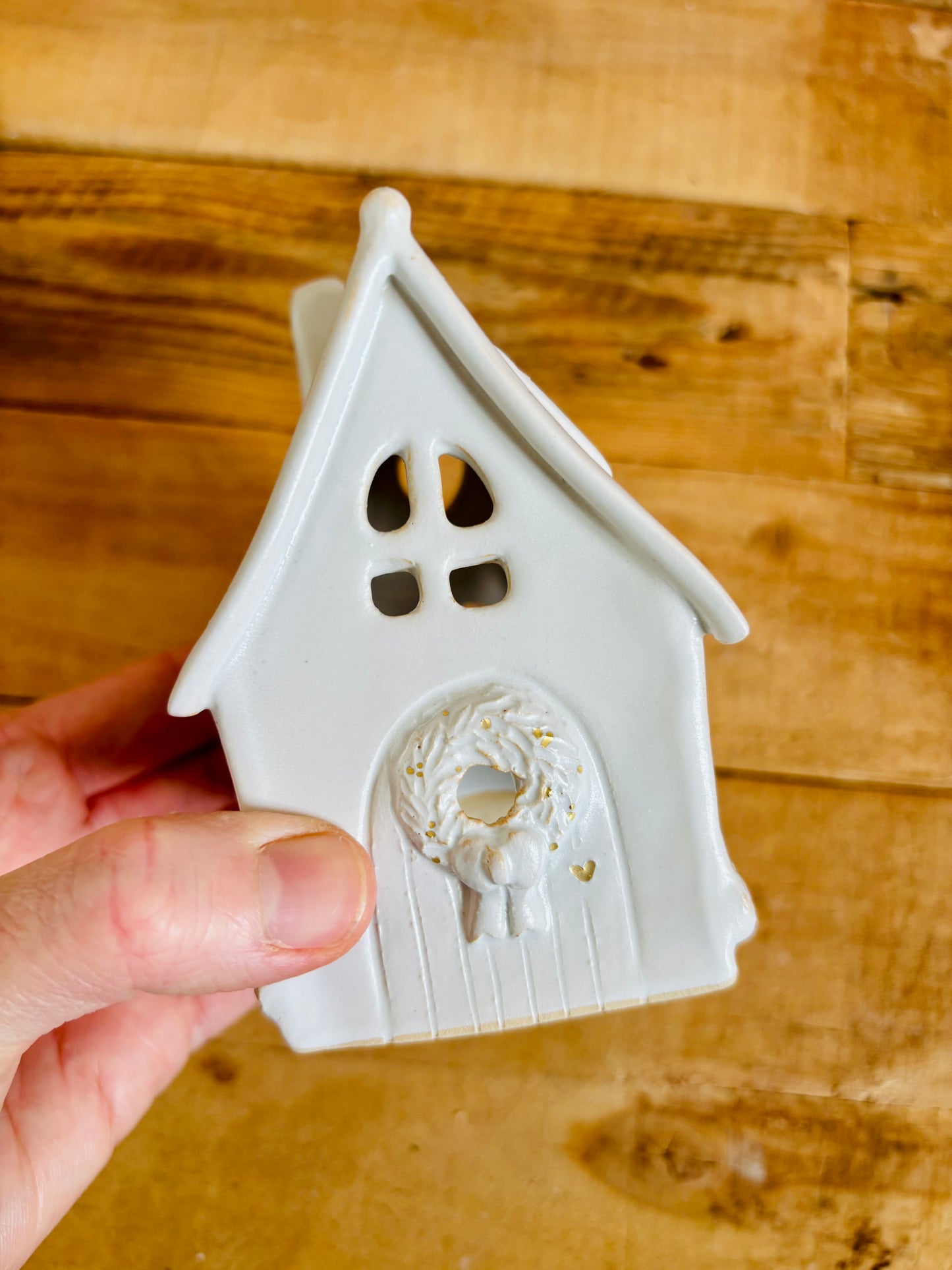 Maison de Noël - photophore blanc et or 31