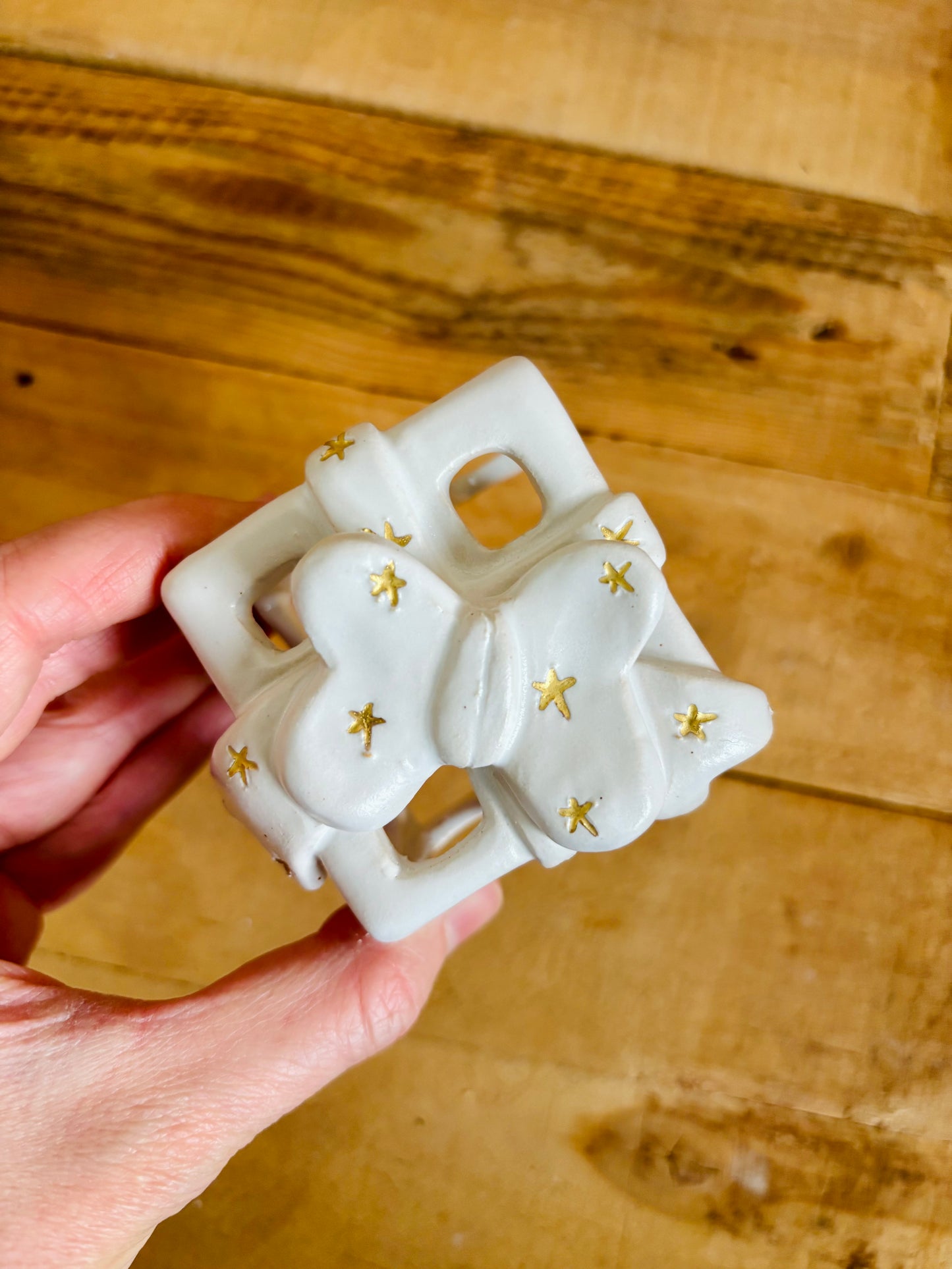 Cadeau de Noël - photophore blanc et or 1