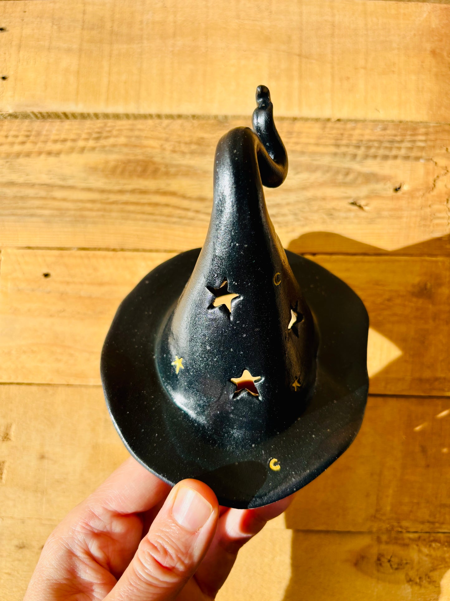 Chapeau de Sorcière  - photophore noir et doré 3