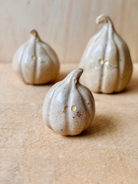 Citrouille miniature beige pyrité et or - 1
