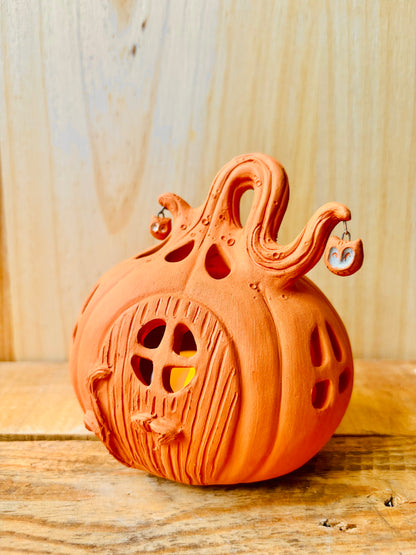 Maison citrouille - photophore orange 1