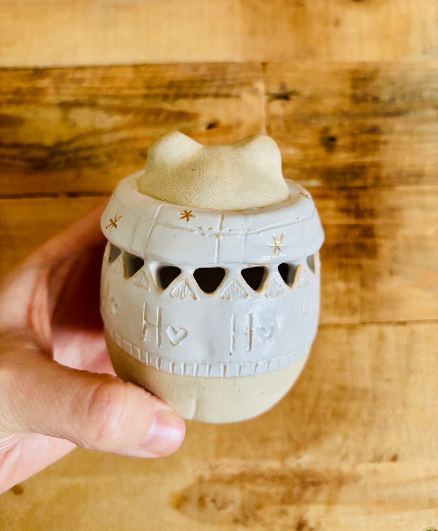 Ours polaire - photophore blanc et or 18