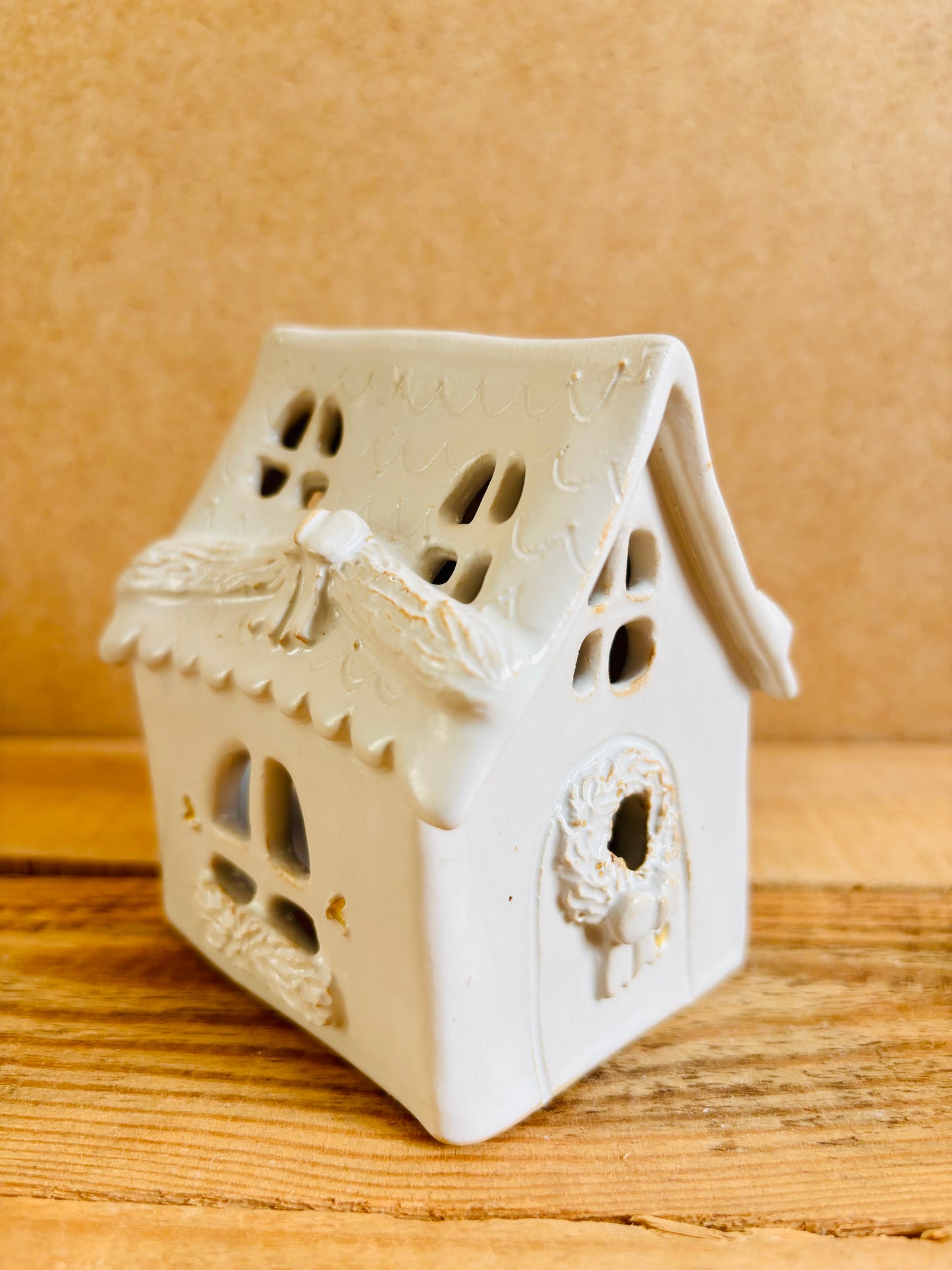 Maison de Noël - photophore blanc et or 23