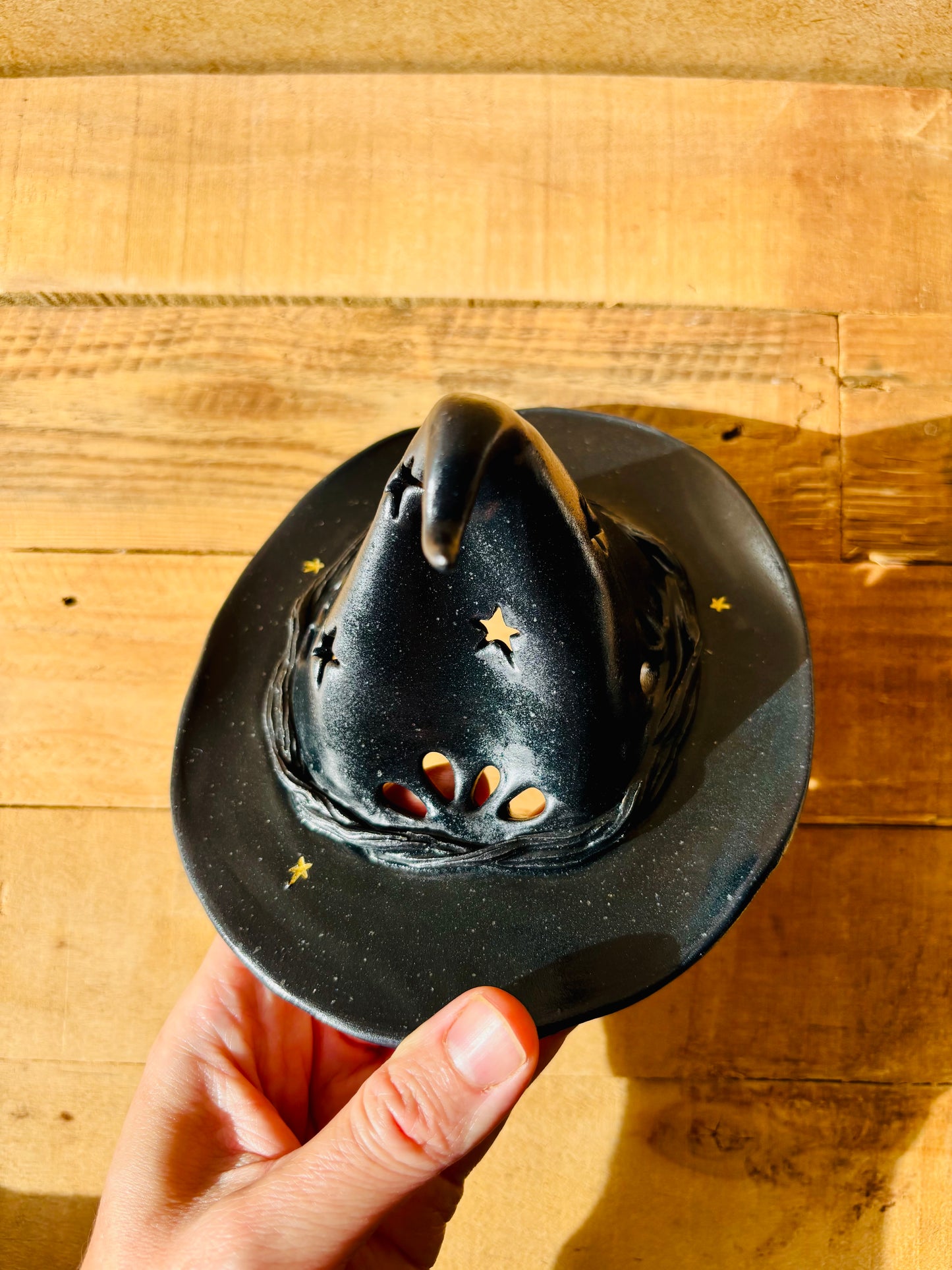 Chapeau de Sorcière  - photophore noir et doré 4