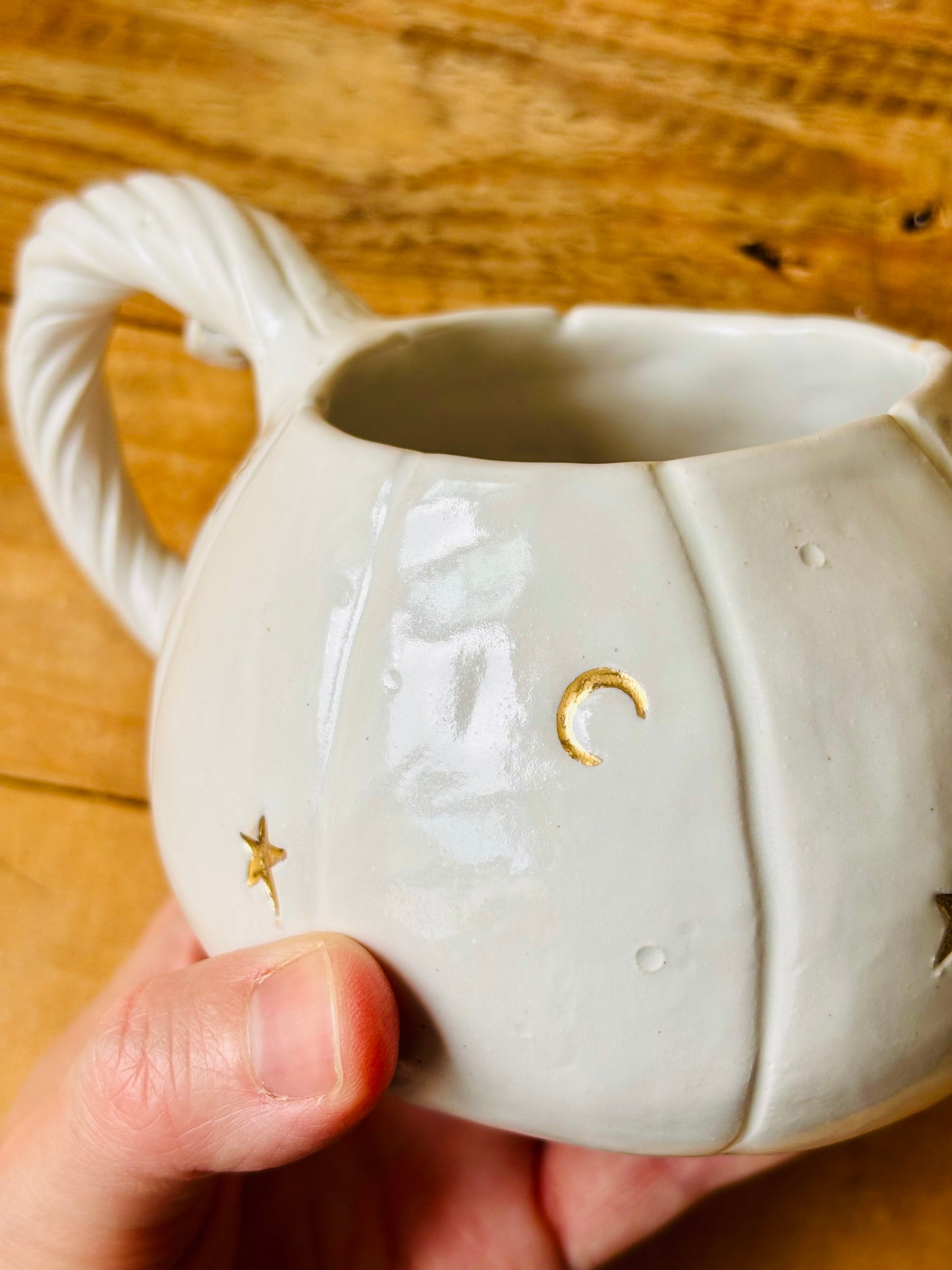 Tasse citrouille blanc et or - imparfaite