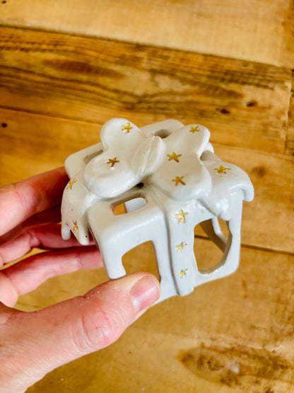 Cadeau de Noël - photophore blanc et or 1