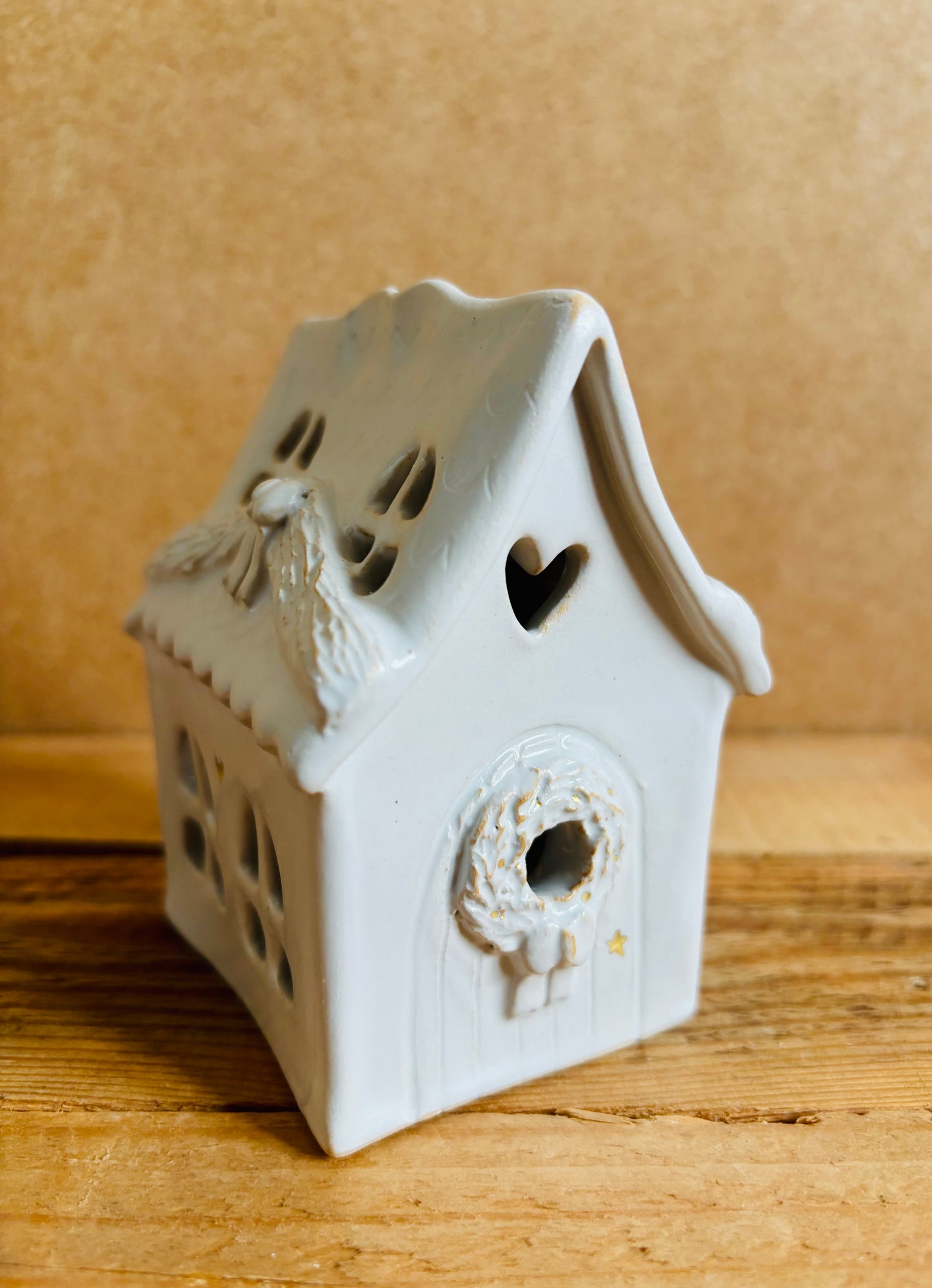 Maison de Noël - photophore blanc et or 32