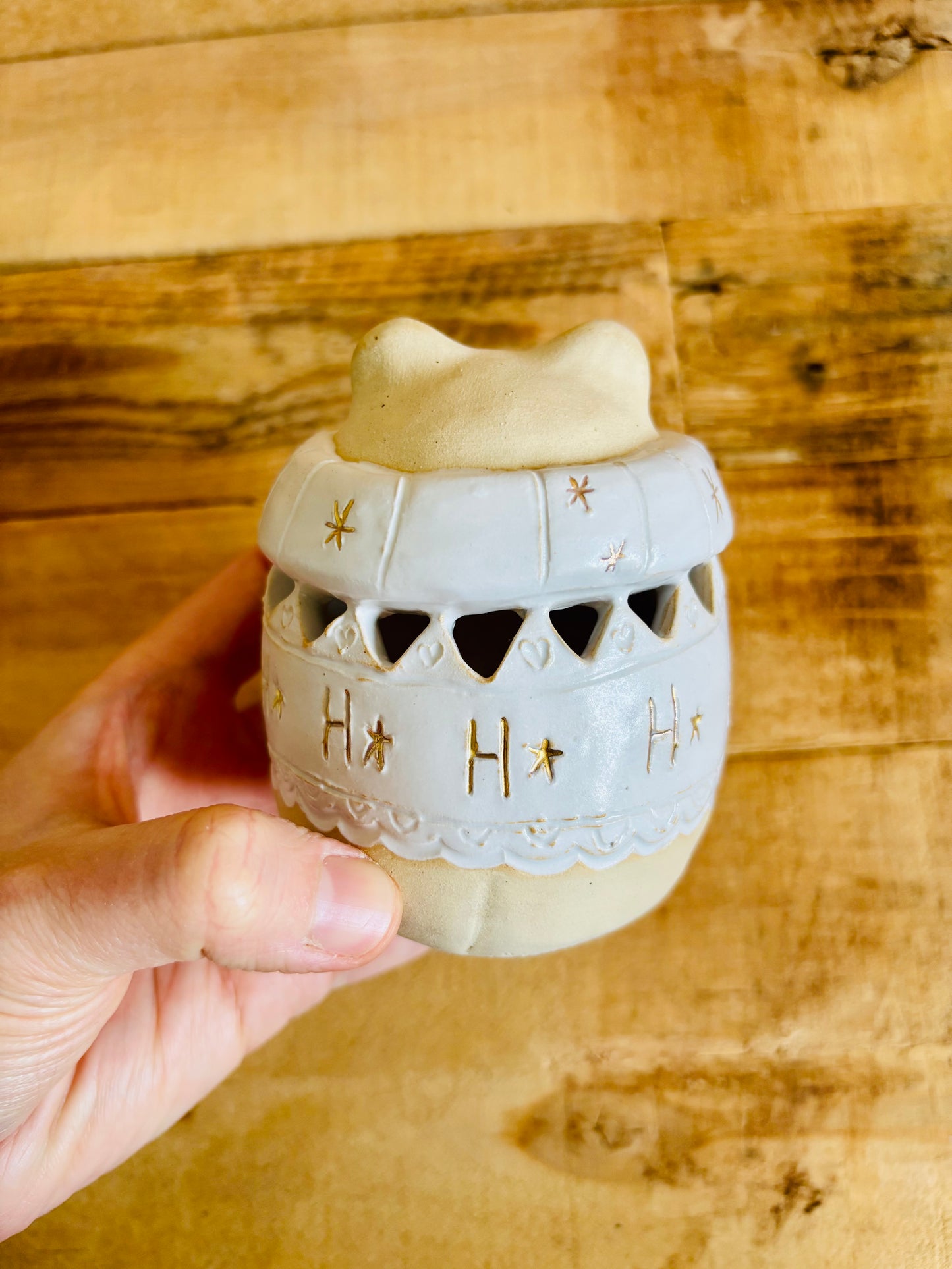 Ours polaire - photophore blanc et or 13