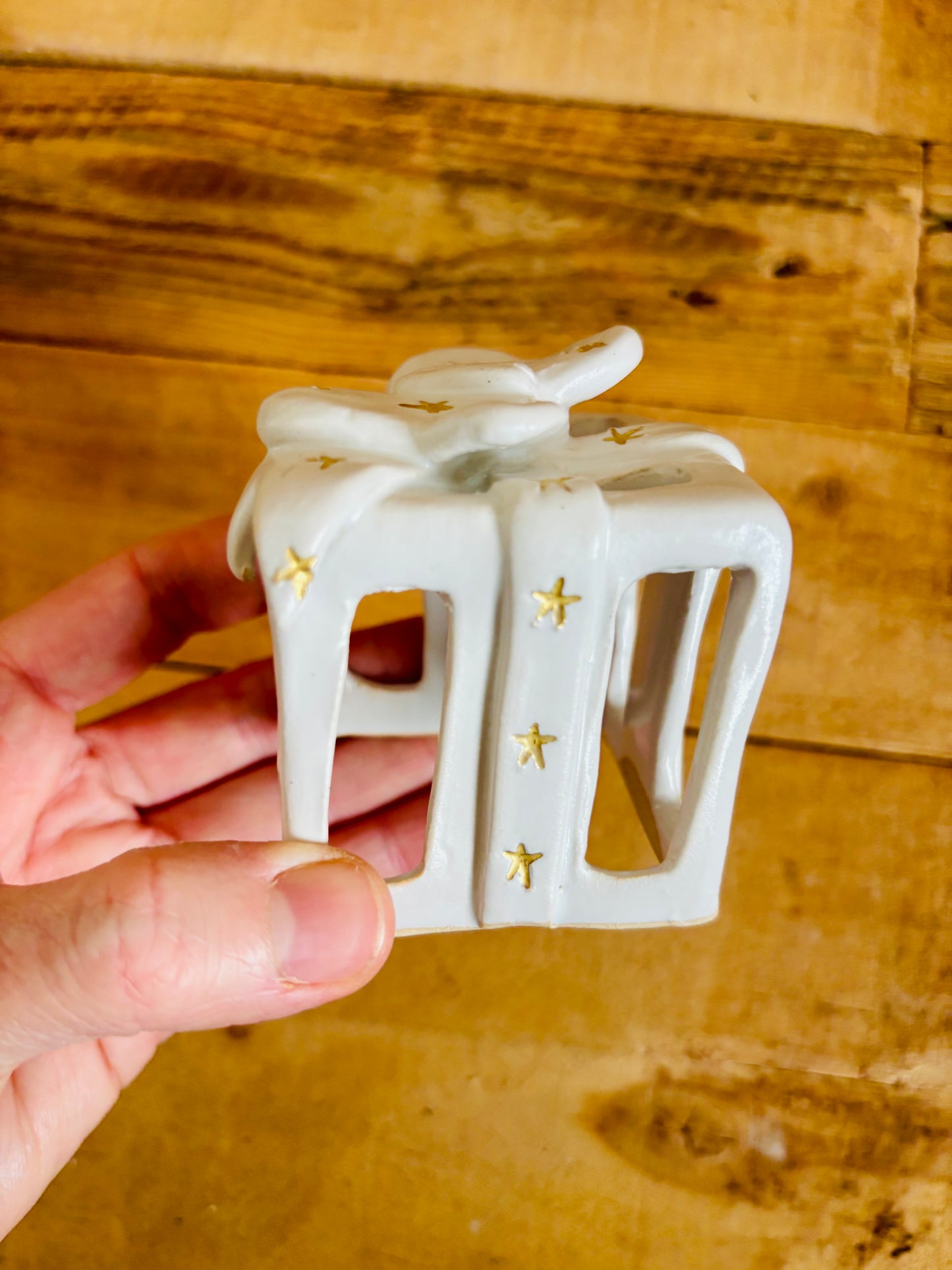 Cadeau de Noël - photophore blanc et or 1