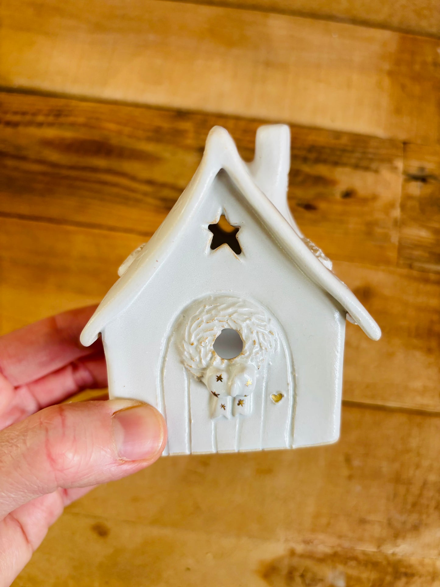 Maison de Noël - photophore blanc et or 19