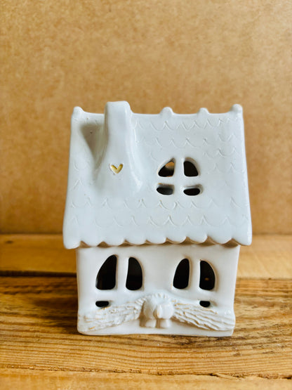 Maison de Noël - photophore blanc et or 31