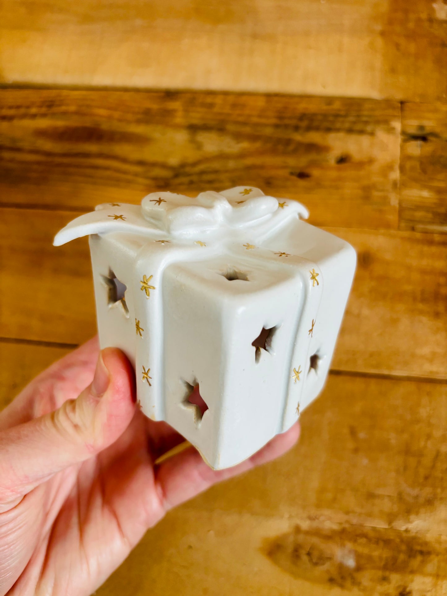 Cadeau de Noël - photophore blanc et or 2