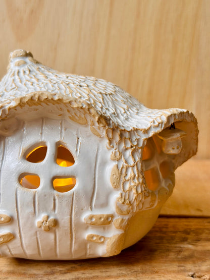 Maison Hobbit - photophore blanc et or 25