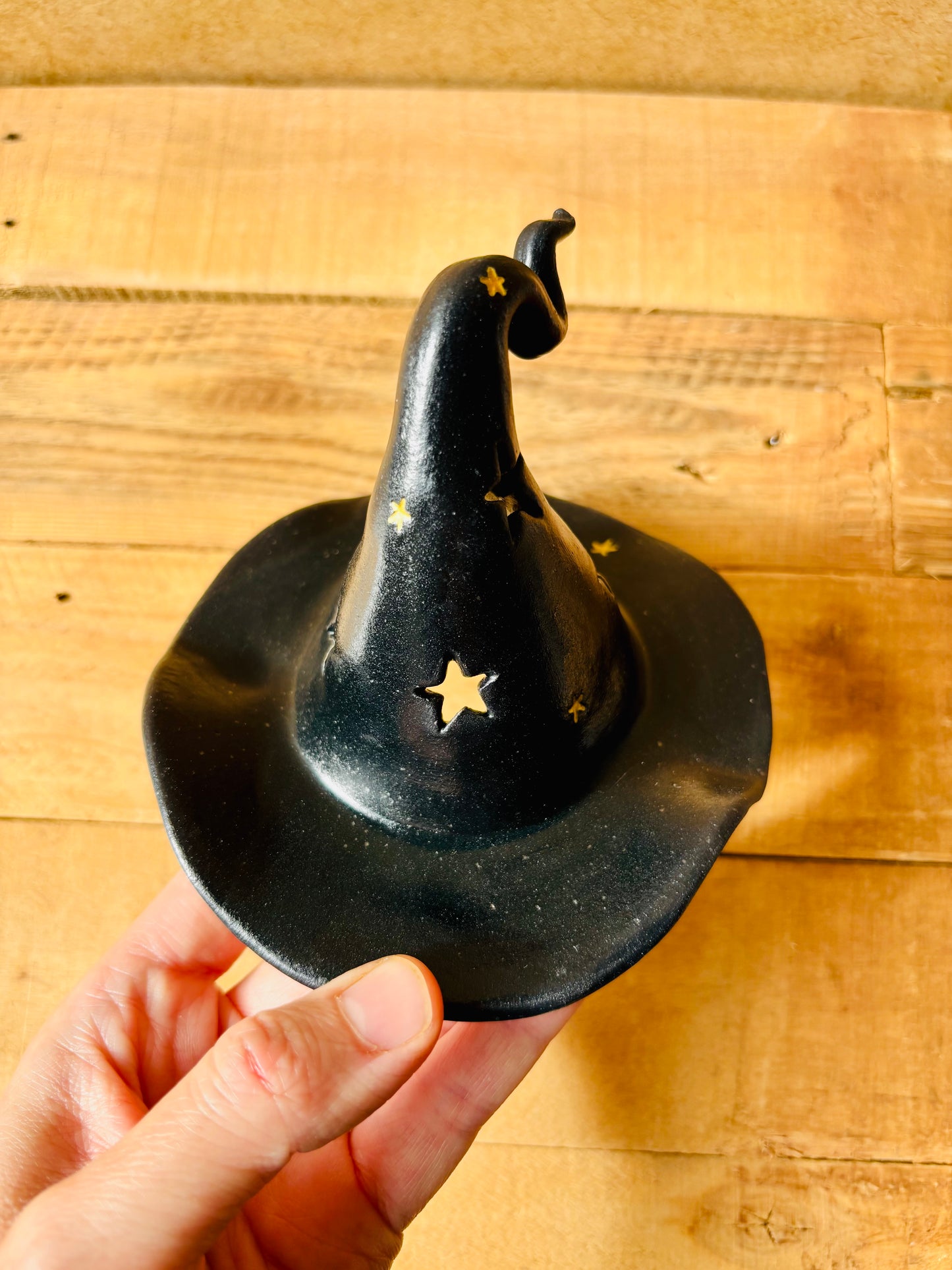 Chapeau de Sorcière  - photophore noir et doré 6