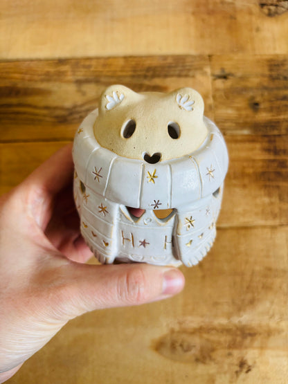 Ours polaire - photophore blanc et or 13