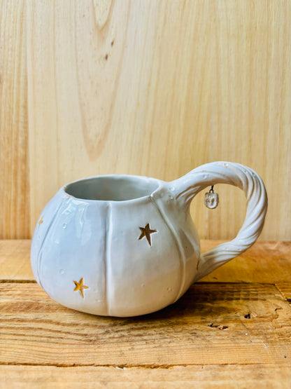 Tasse citrouille blanc et or - imparfaite