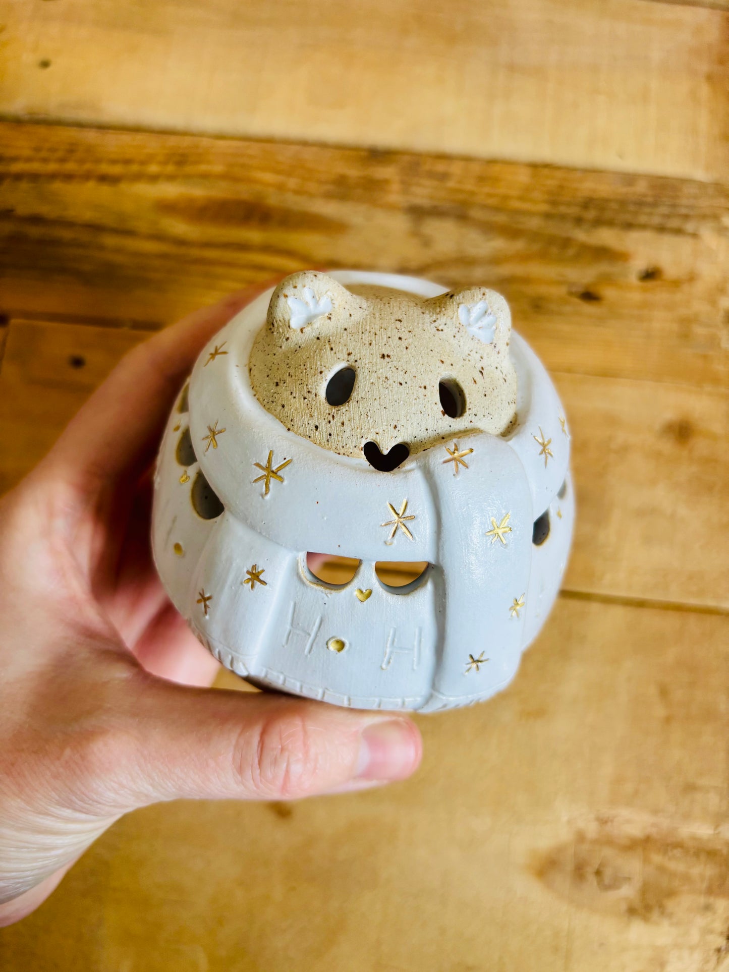 Ours polaire - photophore blanc et or 10