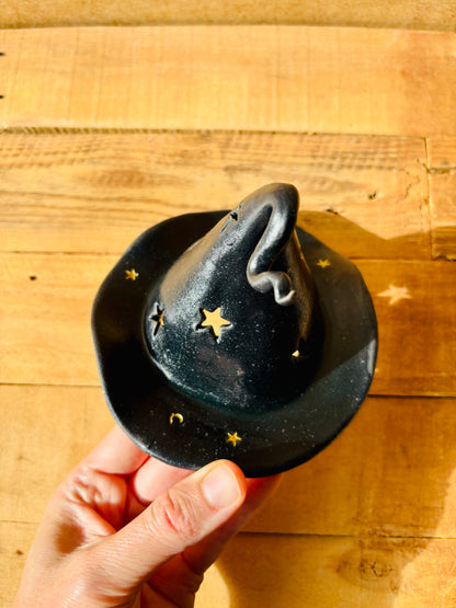 Chapeau de Sorcière  - photophore noir et doré 5