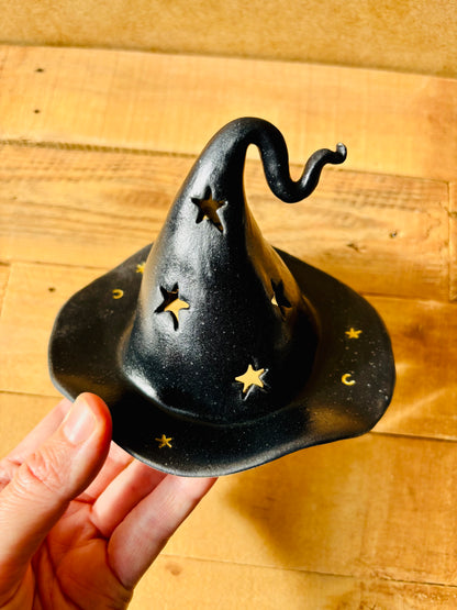 Chapeau de Sorcière  - photophore noir et doré 5