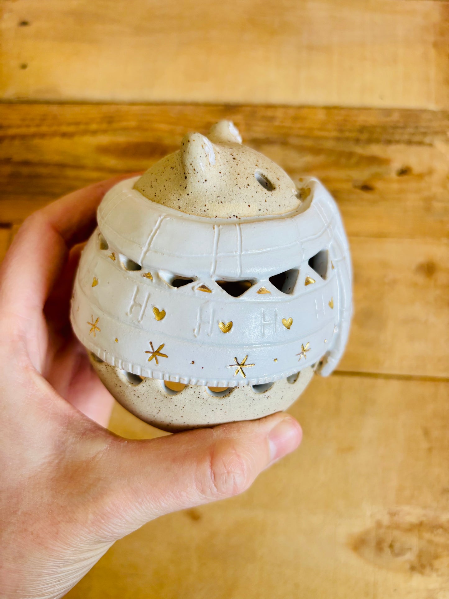 Ours polaire - photophore blanc et or 8