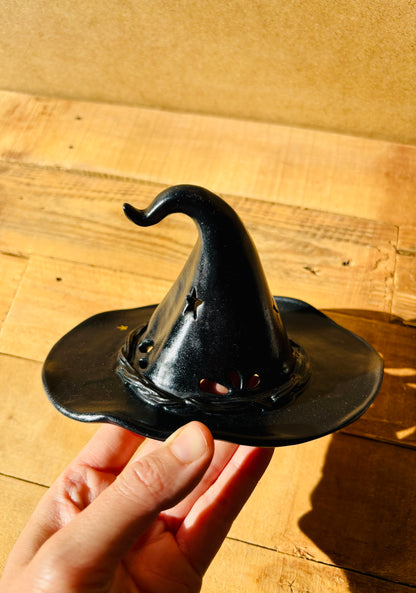 Chapeau de Sorcière  - photophore noir et doré 2