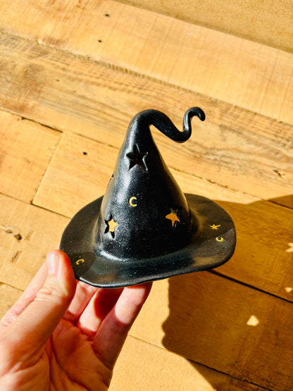 Chapeau de Sorcière  - photophore noir et doré 1