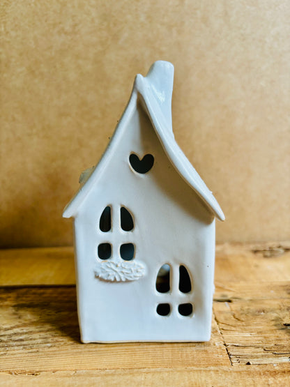 House 1 - white and gold tealight holder