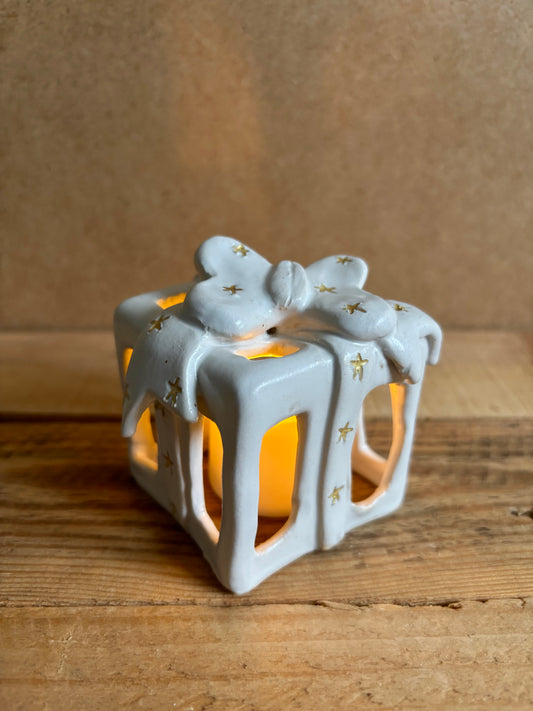 Cadeau de Noël - photophore blanc et or 1