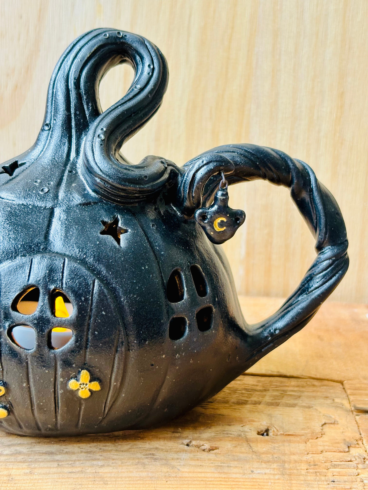 Théière citrouille - photophore noir et doré - 1