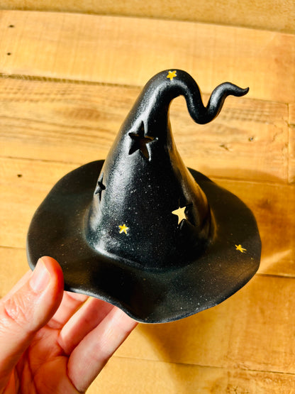 Chapeau de Sorcière  - photophore noir et doré 6